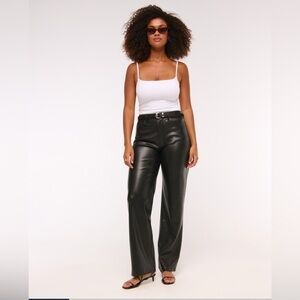 Abercrombie & Fitch 90s straight ultra high rise Beige vegan Leather curve love